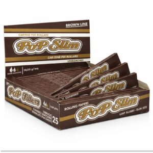 Cartine Pop Slim Brown Lunghe Unbleached King Size Slim – 25 Libretti (Thin – Carta Naturale)