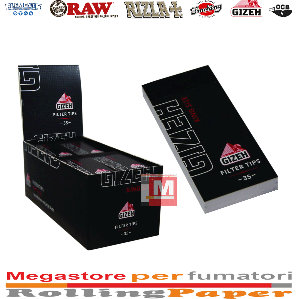 Filtri in Carta Gizeh Black Tips Regular in Carta – 24 Blocchetti Filtro Nero