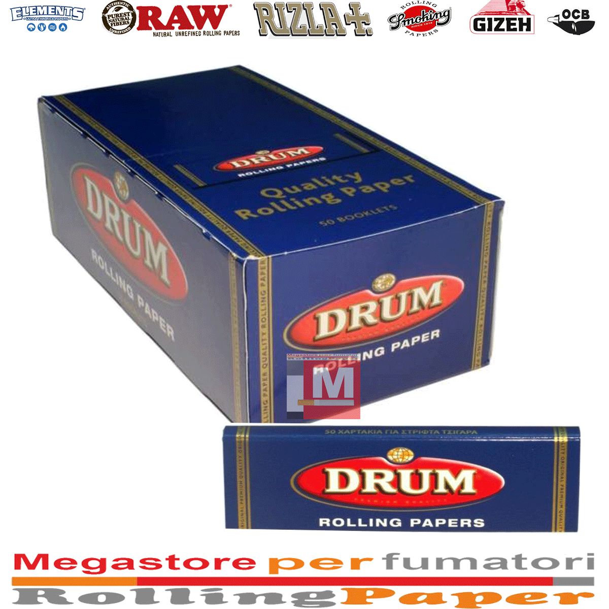 Cartine Drum Blu Regular Corte – Blue Rolling Paper – 50 Libretti