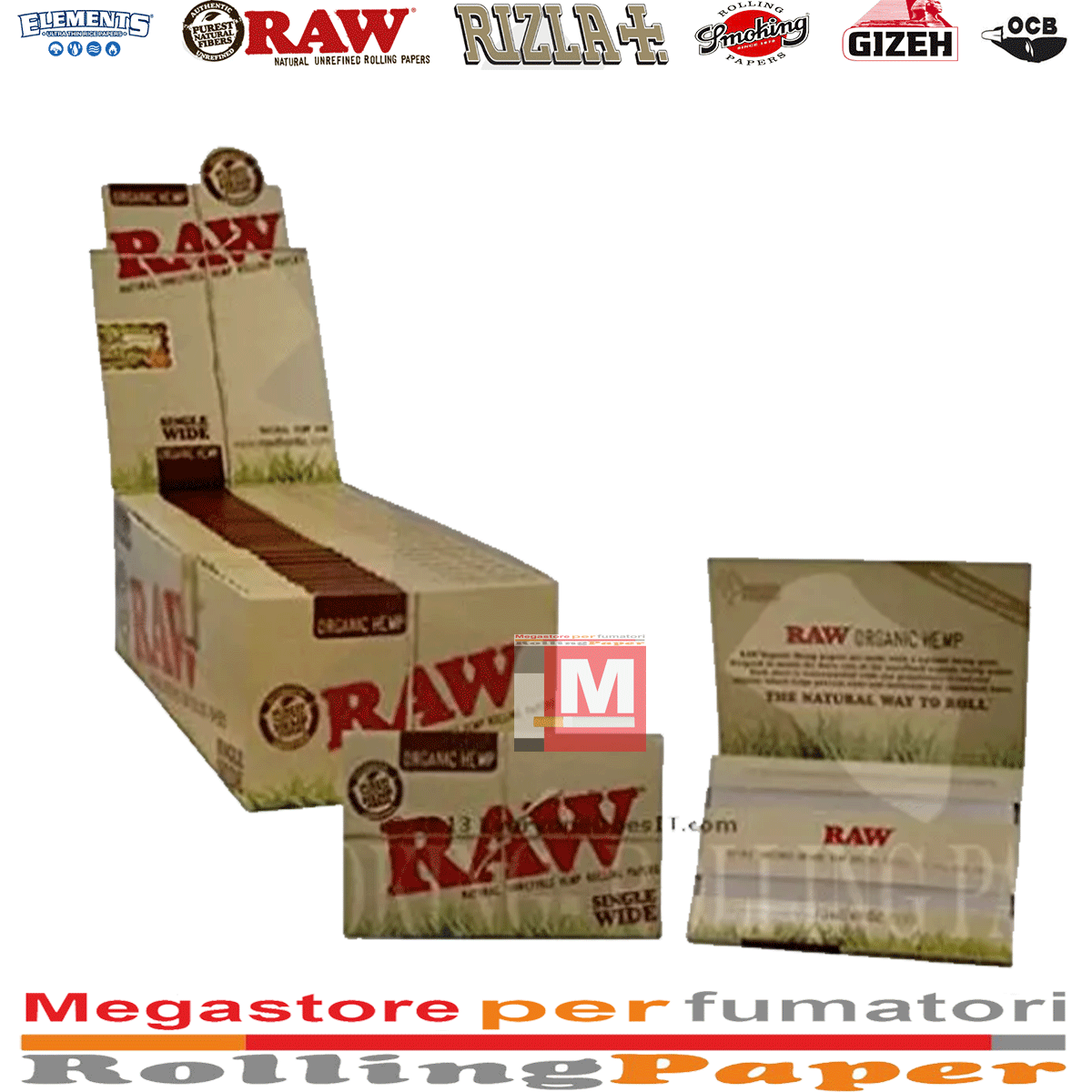 Cartine RAW Organic Hemp Wide Doppie – In Canapa Naturale, 25 Libretti