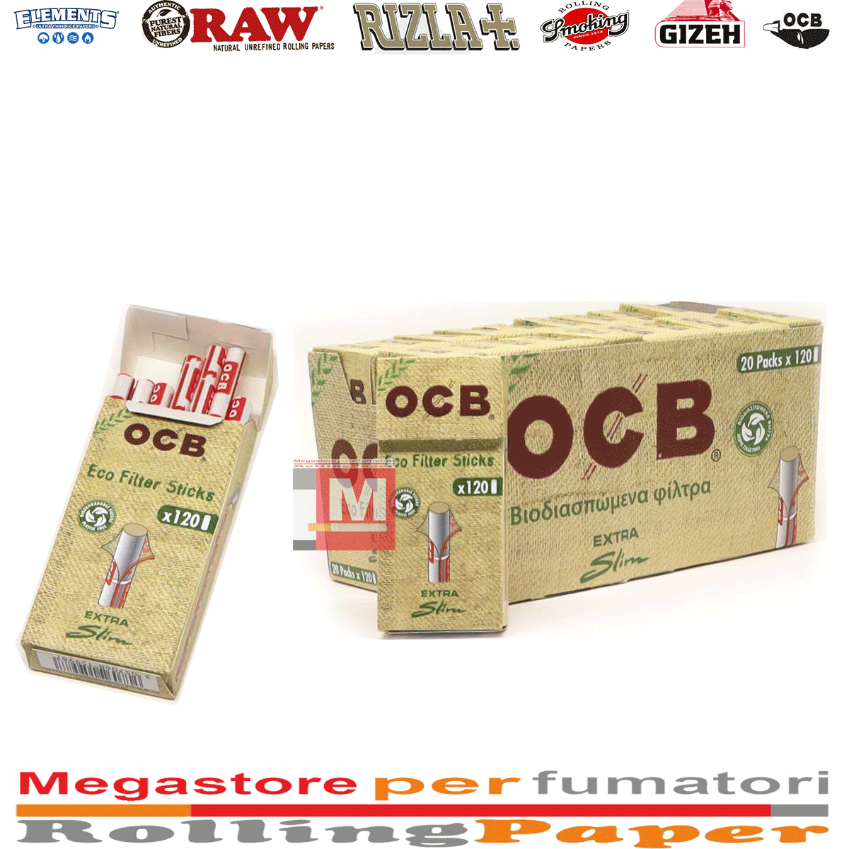 Filtri OCB ECO Ultra Extra Slim 5,7mm – 20 Scatole da 120 Filtrini