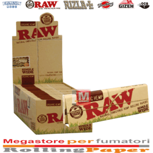 Cartine RAW Organic Hemp Wide Corte Singole – In Canapa Naturale, 50 Libretti