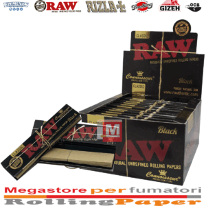 Cartine RAW Black Connoisseur King Size Slim – con Filtri in Carta, 24 Libretti