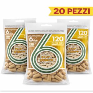 Filtri POP Filters Slim 6mm Eco Biodegradable Unbleached – 20 Bustine da 120 Filtri