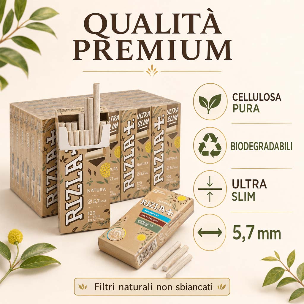 Filtri Rizla Natura Ultra Slim di 5,7mm Ecco - 20 scatole da 120 filtrini - immagine 4