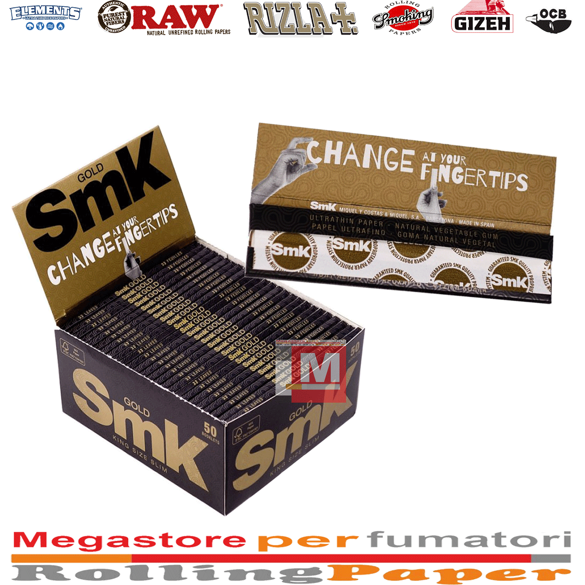 Cartine Smoking SMK – King Size Slim Ultra Fine, Box da 50 Libretti