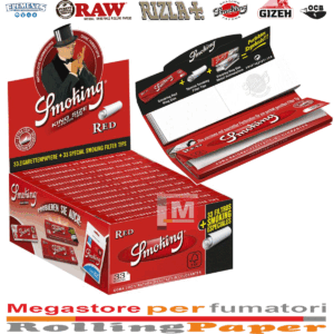 Cartine Smoking Red Rosse King Size Slim con Filtri in Carta – Box da 24 Libretti Combi