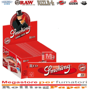Cartine Smoking Red Rosse King Size Slim – Lunghe Classiche, Box da 50 Libretti