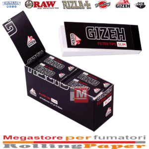 Filtri in Carta Gizeh Black Tips Slim Perforati – Cartoncino Nero, 24 Blocchetti
