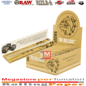 Cartine The Bulldog Brown – King Size Slim Lunghe Marroni Naturali, 50 Libretti