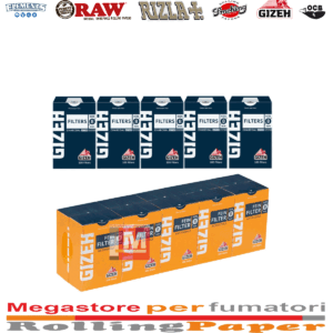 Filtri Gizeh Blue 8mm ai Carboni Attivi – 10 Astucci x 100 (Totale 1000 Filtri)
