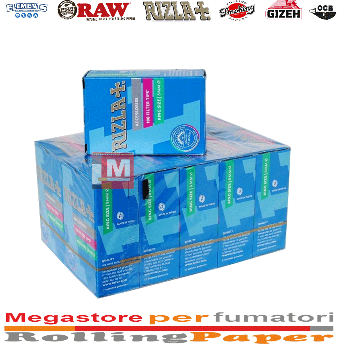 Filtri Rizla Regular 8mm – Spugna per Sigarette, 10 Scatolette da 100 Filtri