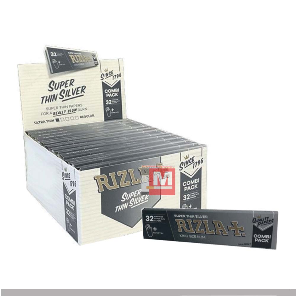 Cartine Rizla Silver King Size Slim – Argento con Filtri in Carta 24 Libretti