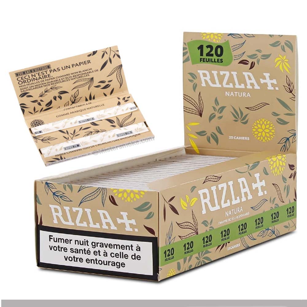 Cartine Rizla Natura Corte Doppie – 100% Canapa Biologica 25 Libretti (120 Fogli)