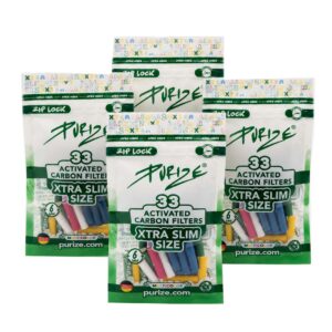 Filtri PURIZE Extra Xtra Slim 6mm Multicolor con Carbone Attivo – 165 Filtri (Standard – Naturale)