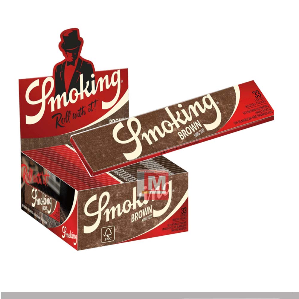 Cartine Smoking Brown Marrone King Size Slim – Lunghe Non Sbiancate, Box da 50 Libretti