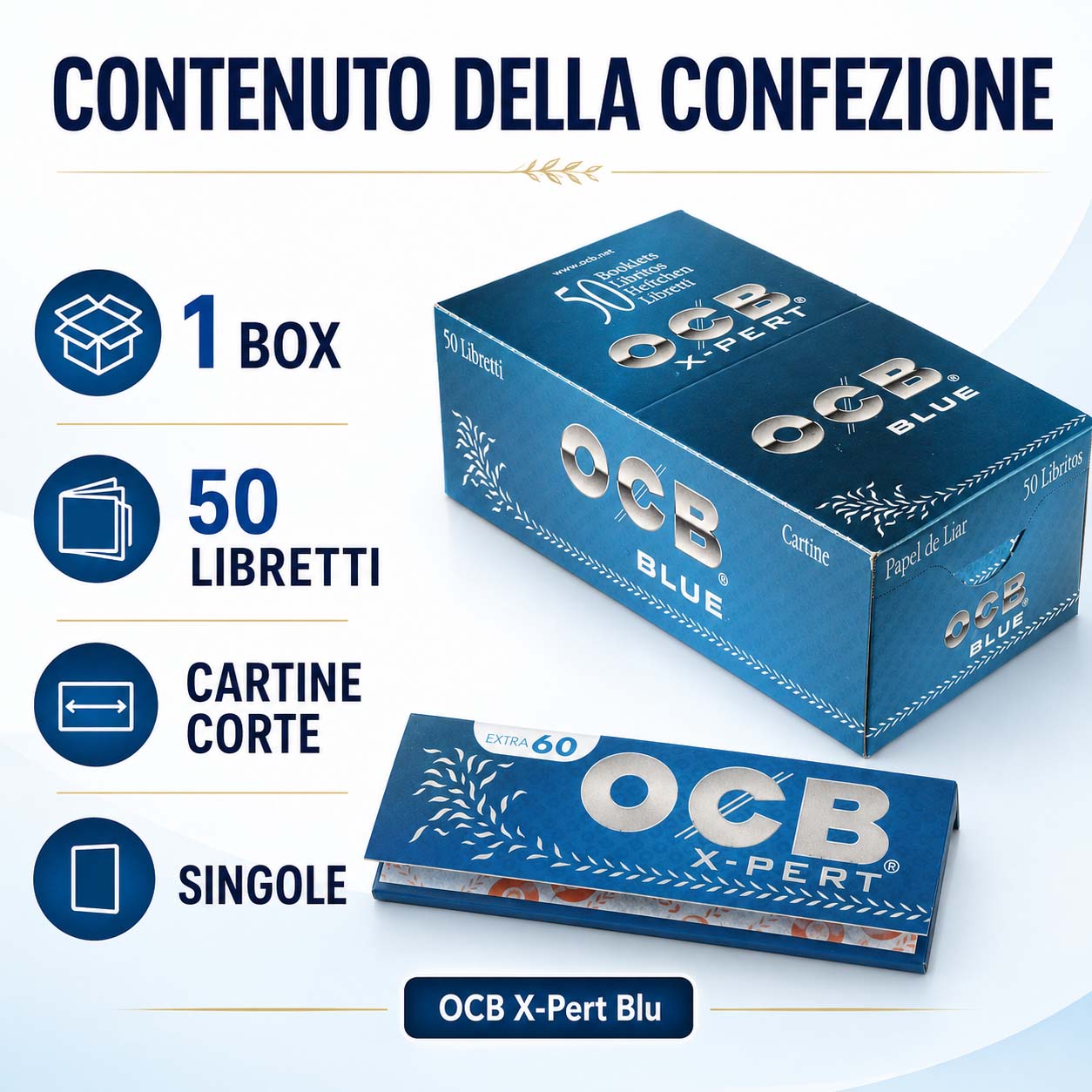 Cartine OCB X-Pert Blu Corte – Singole Blue Ultra Sottili 50 Libretti - immagine 2