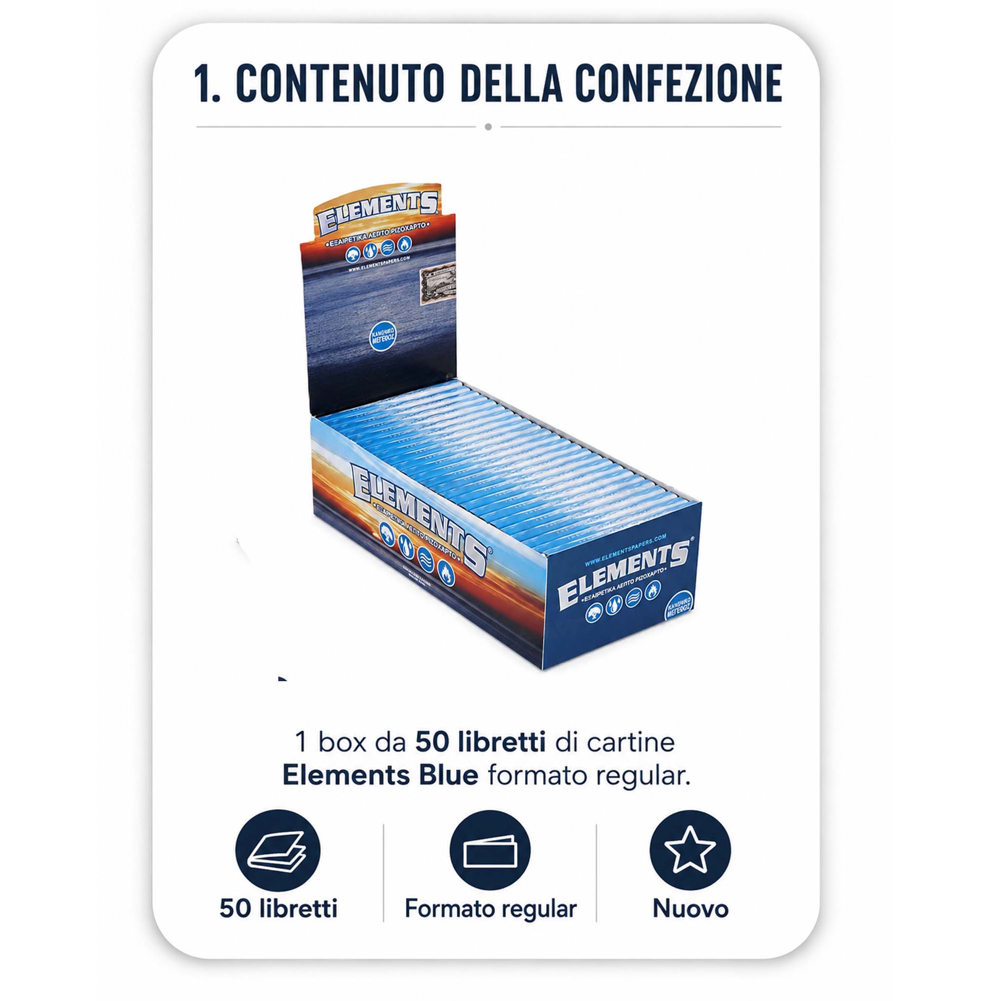 Cartine Elements Blue Corte Singole Regular – 50 Libretti - immagine 2