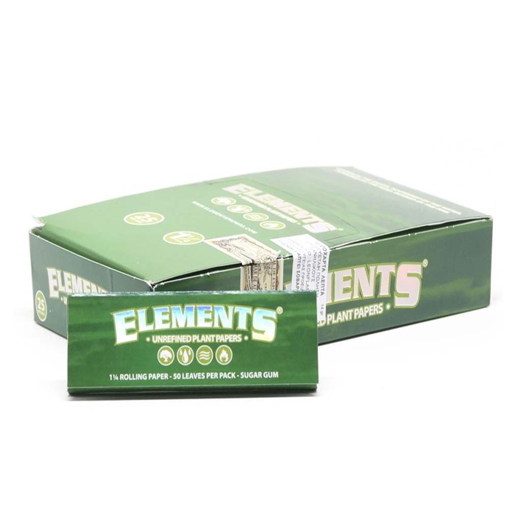 Elements Cartine Green Medium 1¼ Verdi – Unrefined – 25 Libretti - immagine 2