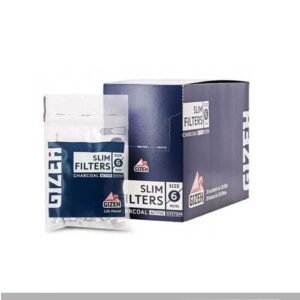 Filtri Gizeh Slim 6mm ai Carboni Attivi – Spugna Liscia, 20 Bustine x 120 (Totale 2400 Filtri)