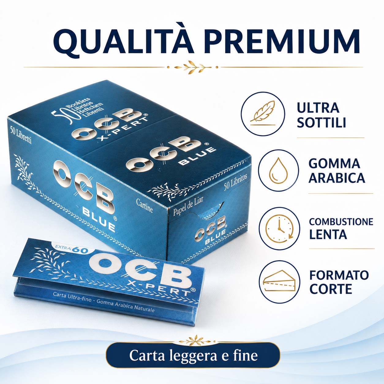 Cartine OCB X-Pert Blu Corte – Singole Blue Ultra Sottili 50 Libretti - immagine 3