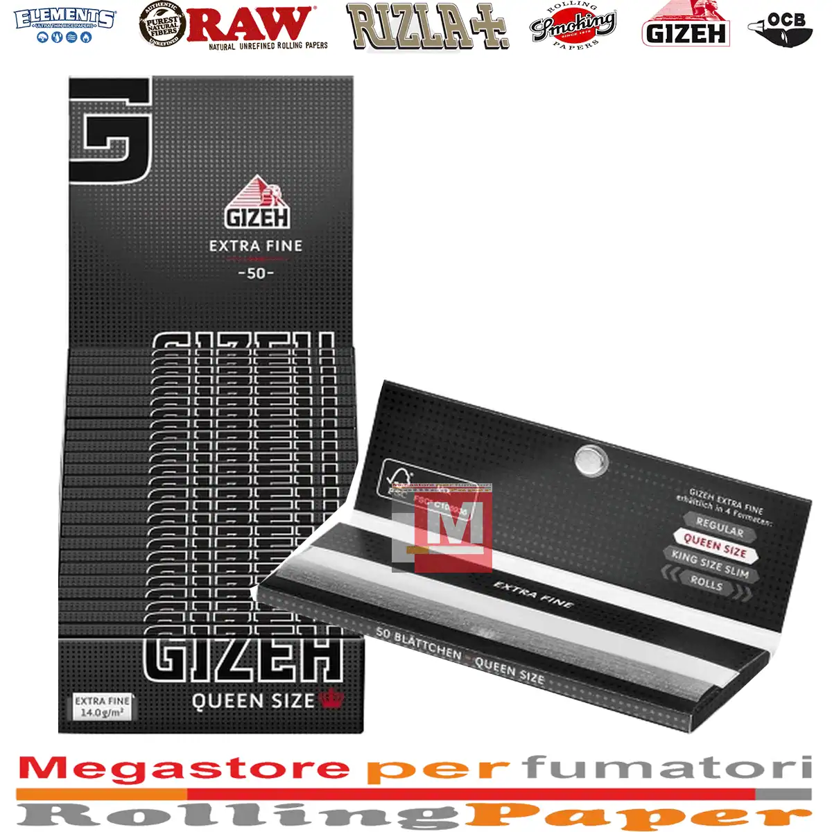 Gizeh Cartine Black Queen Extra Fine – 1 1/4 Medium a Combustione Lenta