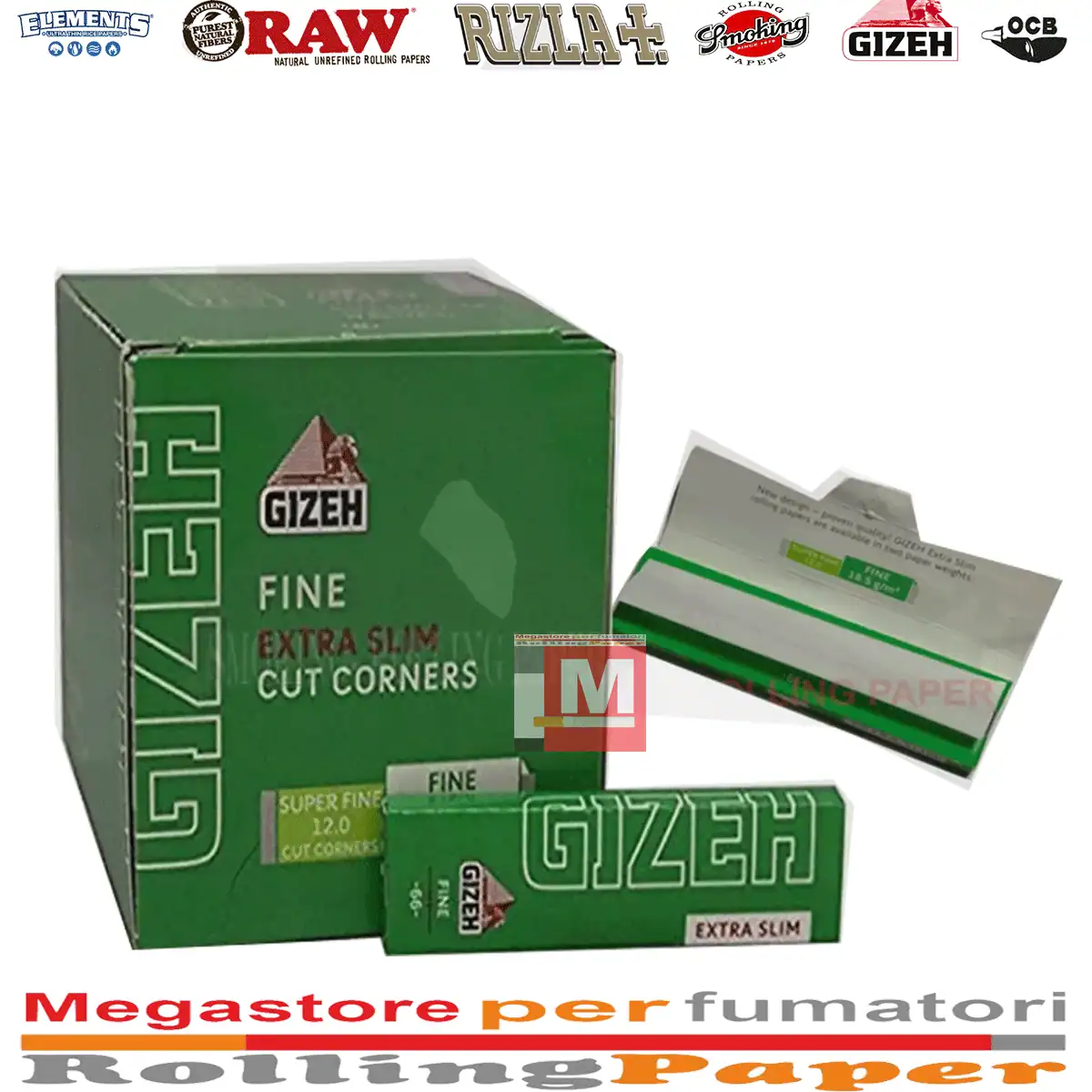 Gizeh Cartine Fine Extra Slim Corte – Verdi 50 Libretti a Combustione Lenta
