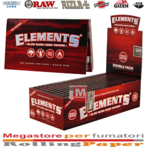 Elements Cartine Red Doppie Corte Rosse Wide in Canapa – 25 Libretti