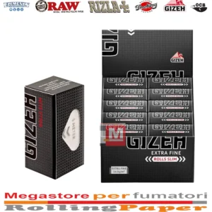 Gizeh Rolls Black Extra Fine Cartine Slim – 5 m Nero, Box da 20 Rotolini