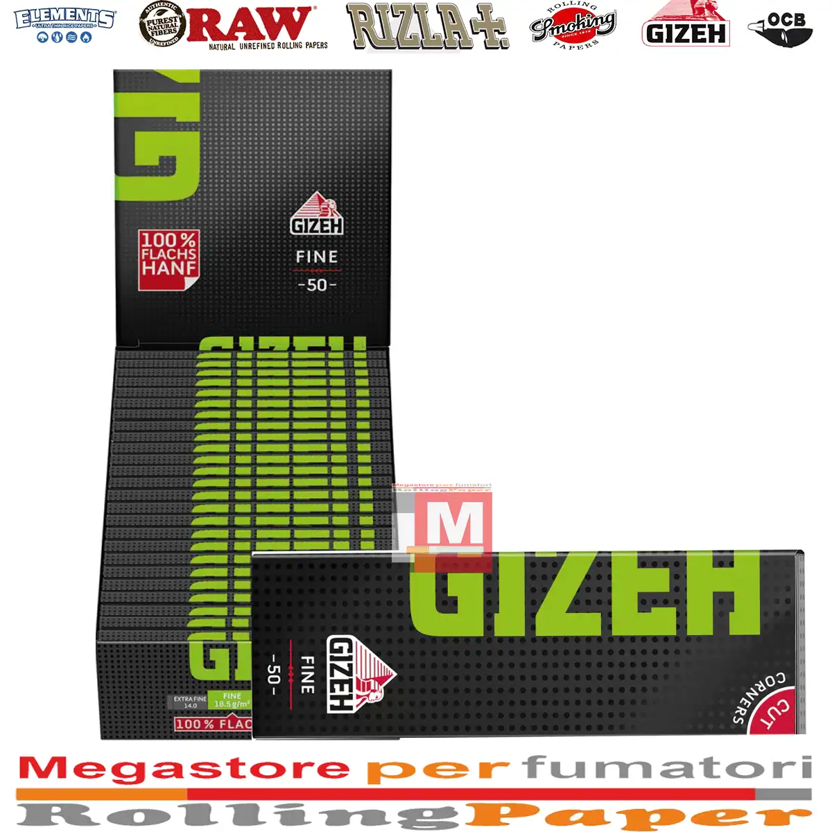Gizeh Cartine Black Fine Hemp – Corte in Canapa Naturale e Senza Cloro Da 25 Libretti