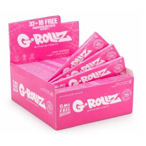 Cartine G-Rollz Rosa Lunghe King Size Slim Extra Sottili Vegane – Scatola da 50 Libretti Originali