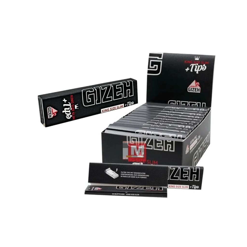Cartine Gizeh Nere Lunghe King Size Slim con Filtri in Carta – 26 Libretti Originali