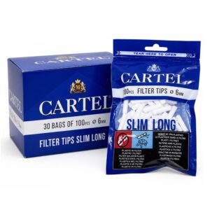 Filtri Cartel Lungo Slim 6mm 22mm Size Long – 30 Bustine da 100 Filtrini (Totale 3000 Filtri Originali)