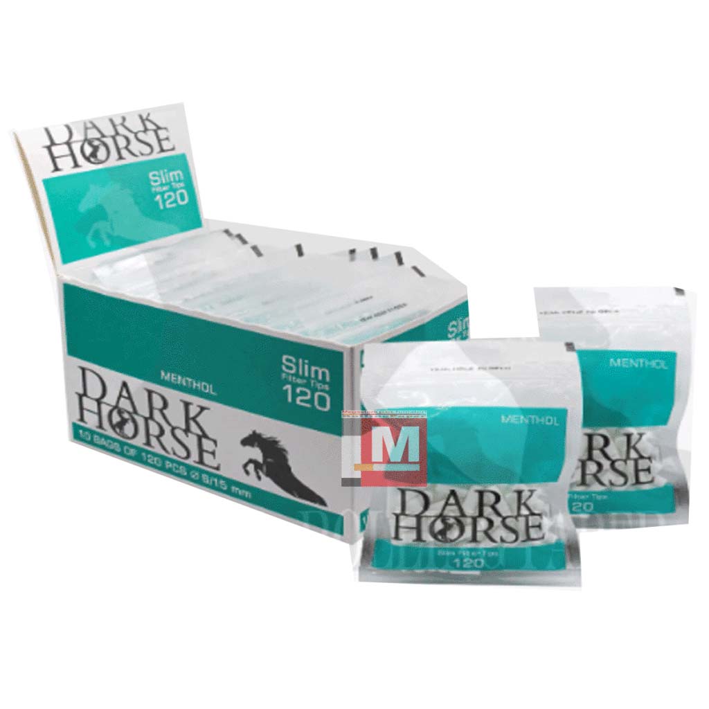 Filtri Dark Horse Slim 6mm Mentolo – 10 Sacchetti x 120 Filtrini Aromatizzati al Menthol (Totale 1200pz)