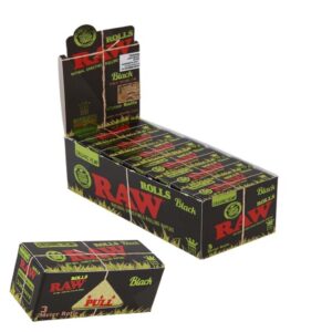 Rotoli RAW Black Organic Hemp 3 Metri Non Sbiancati – Scatola da 12 Rotoli Originali