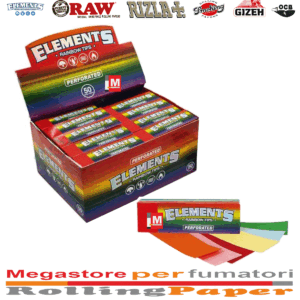 Filtri in Carta Elements Tips Rainbow Slim Perforated – 50 Blocchetti Colorati