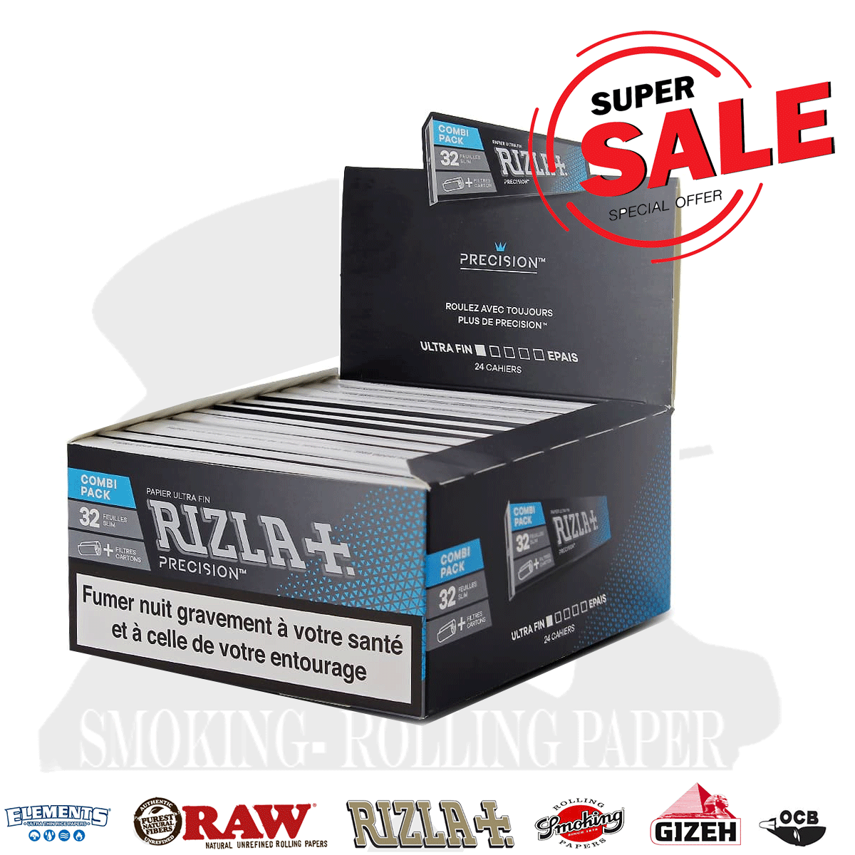 Cartine Rizla Precision Lunghe – King Size Slim Ultra Sottili con Filtri, 24 Libretti